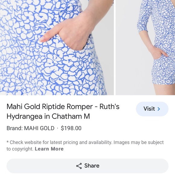 MAHI GOLD Bimini Dress in Chatham Cloth: Ruth's Hydrangea in Chatham Size M EUC - Picture 8 of 16